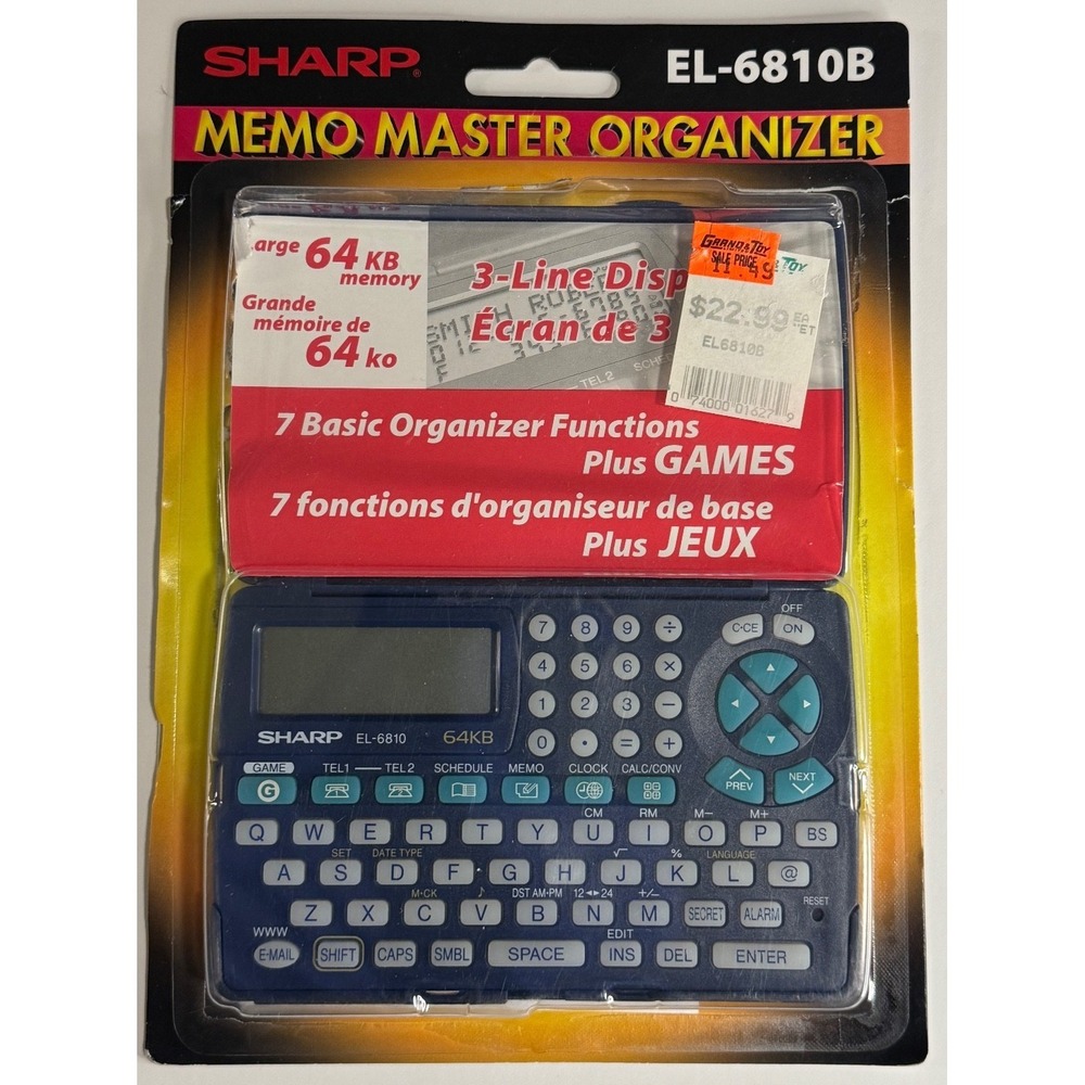 Sharp EL-6810B Memo Master Organizer 64KB Vintage Electronic Organizer Open Box